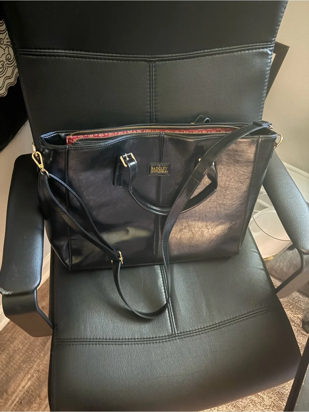 Badgley Mischka Black Tote with Gold Hardware